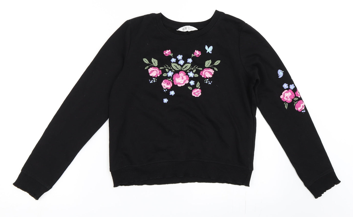 H&M Girls Black   Pullover Sweatshirt Size 11-12 Years