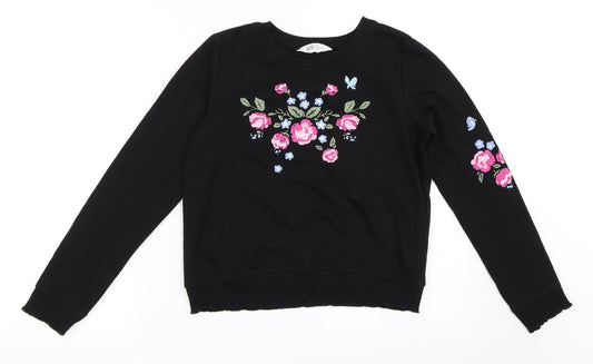 H&M Girls Black   Pullover Sweatshirt Size 11-12 Years