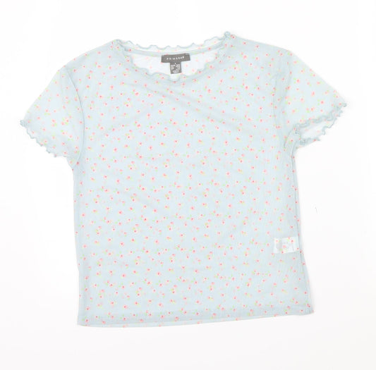 Primark Girls Blue Floral  Basic Casual Size 10 Years  - frill details