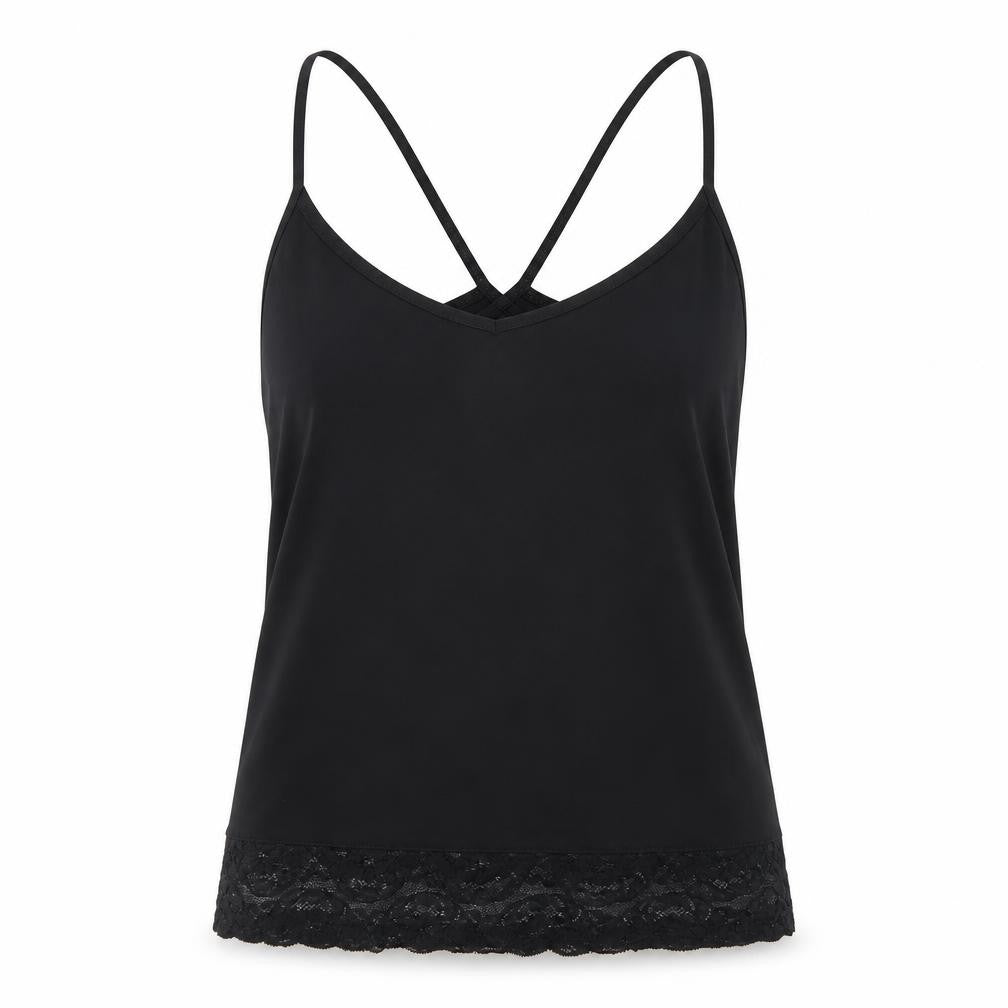 Divided Womens Black   Basic T-Shirt Size L  - lace trim