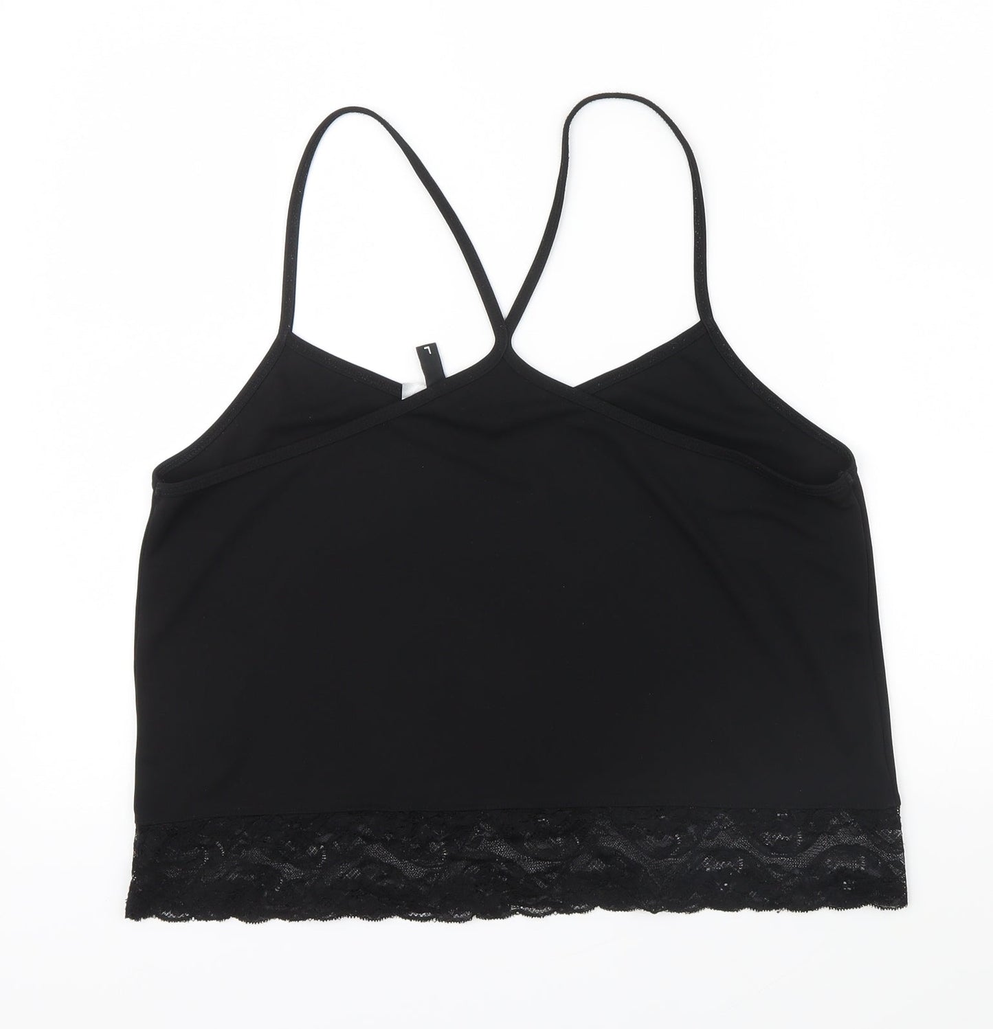 Divided Womens Black   Basic T-Shirt Size L  - lace trim