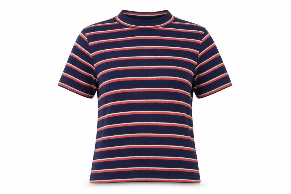 Divided Womens Blue Striped  Basic T-Shirt Size L