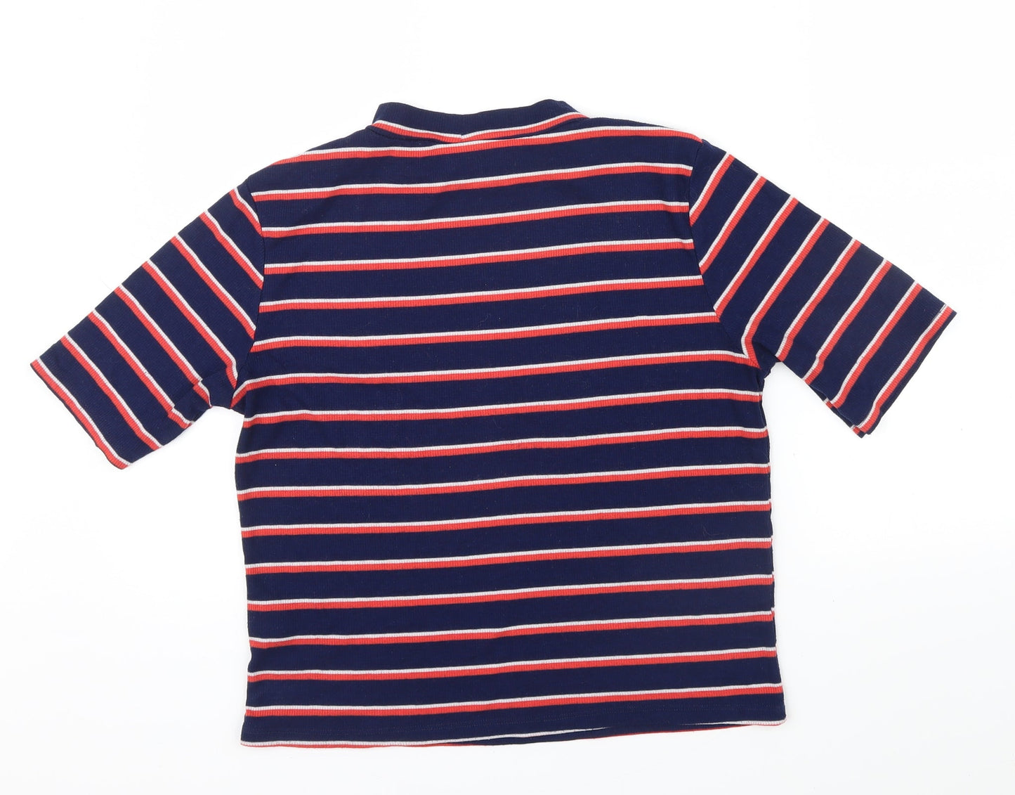 Divided Womens Blue Striped  Basic T-Shirt Size L