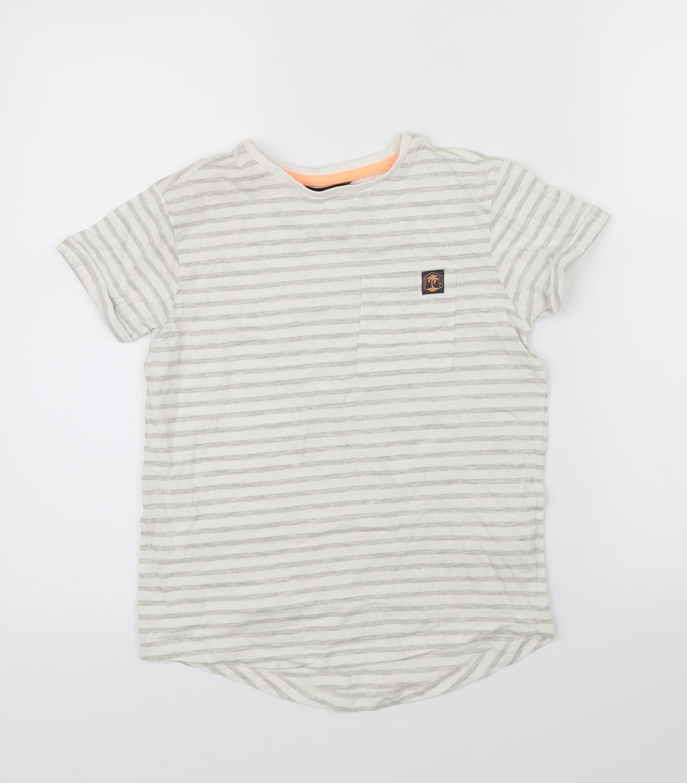 George Boys Beige Striped  Basic T-Shirt Size 8-9 Years