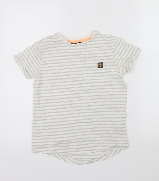 George Boys Beige Striped  Basic T-Shirt Size 8-9 Years
