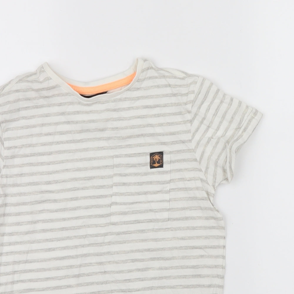 George Boys Beige Striped  Basic T-Shirt Size 8-9 Years