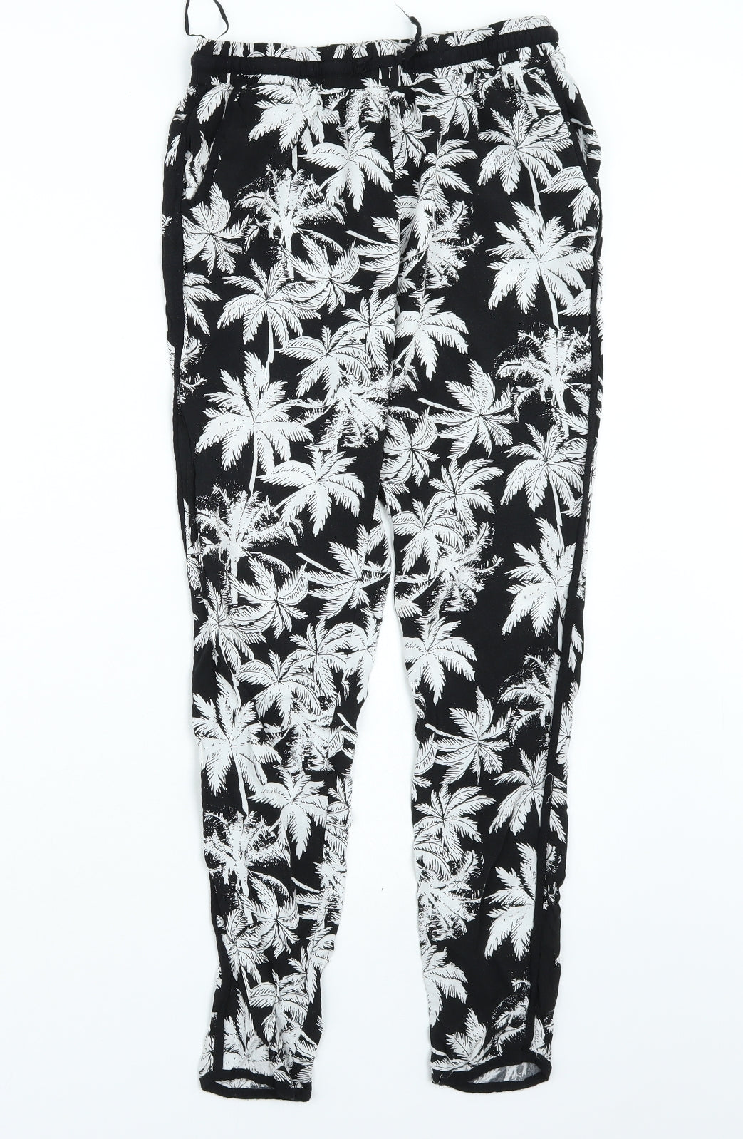 Select Womens Black Floral  Trousers  Size 8 L26 in