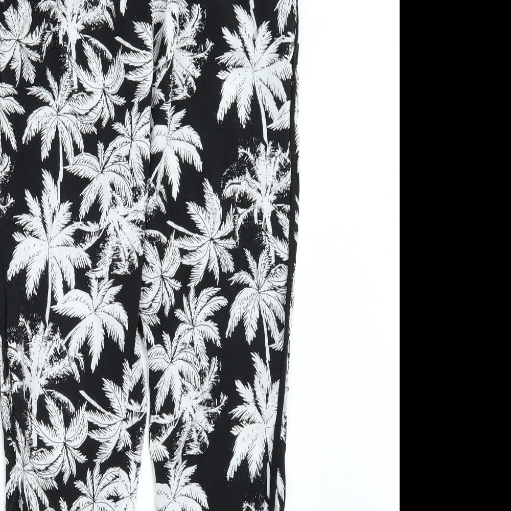 Select Womens Black Floral  Trousers  Size 8 L26 in