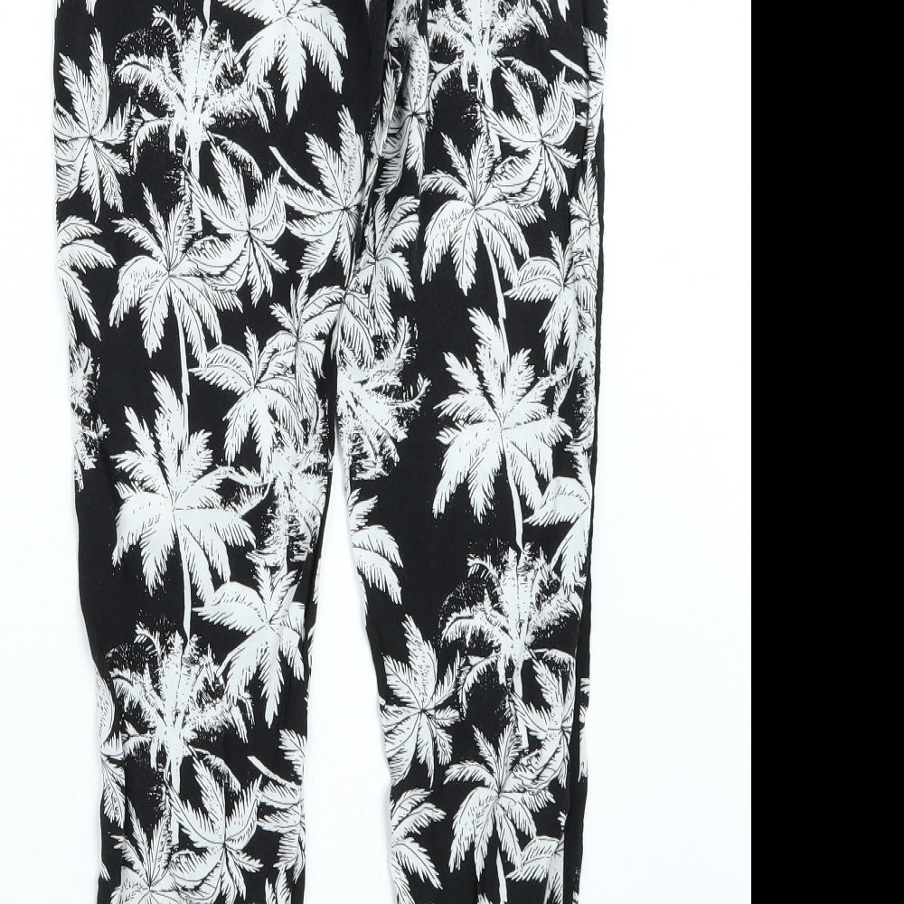 Select Womens Black Floral  Trousers  Size 8 L26 in
