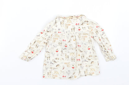 Preloved NEXT Girls Beige Animal Print  Basic Button-Up Size 9-12 Months - Back