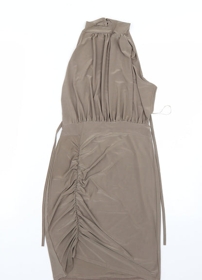 Additional front view of In the Style women’s brown rayon a-line, size UK 8