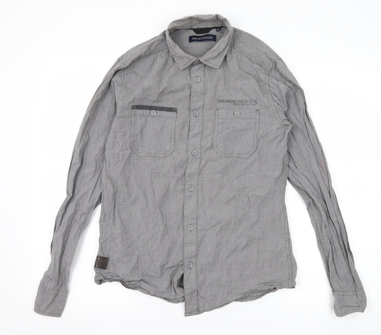 Industrialize Mens Grey    Button-Up Size S