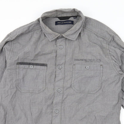 Industrialize Mens Grey    Button-Up Size S