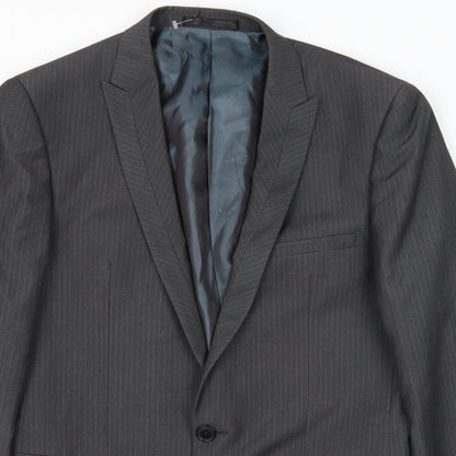 Next Mens Grey Striped  Jacket Suit Jacket Size M