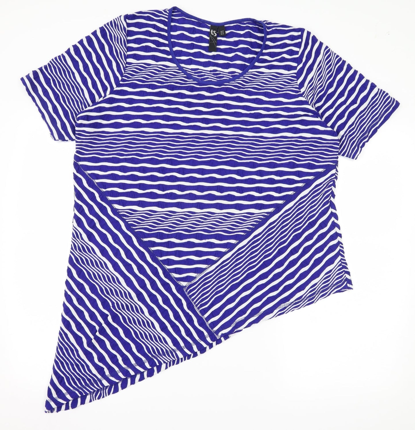 TS Womens Blue Striped Jersey Basic T-Shirt Size M