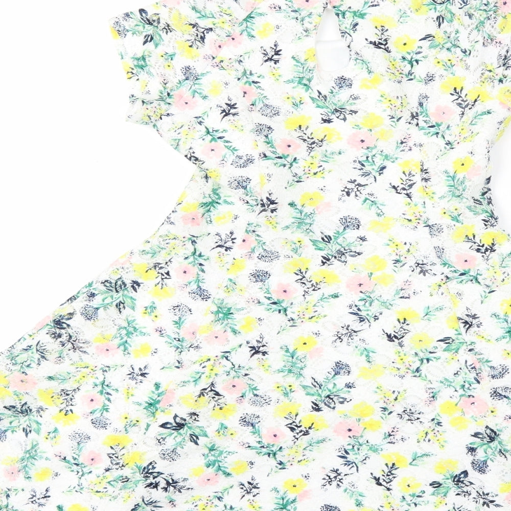 Primark Womens White Floral  Fit & Flare  Size 6