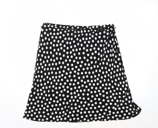 Preworn Womens Black Polka Dot  Flare Skirt Size 34 in