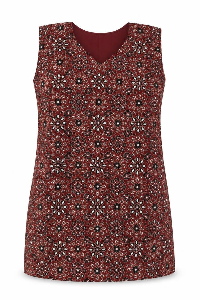 Preworn Womens Red Geometric  Tunic Blouse Size M