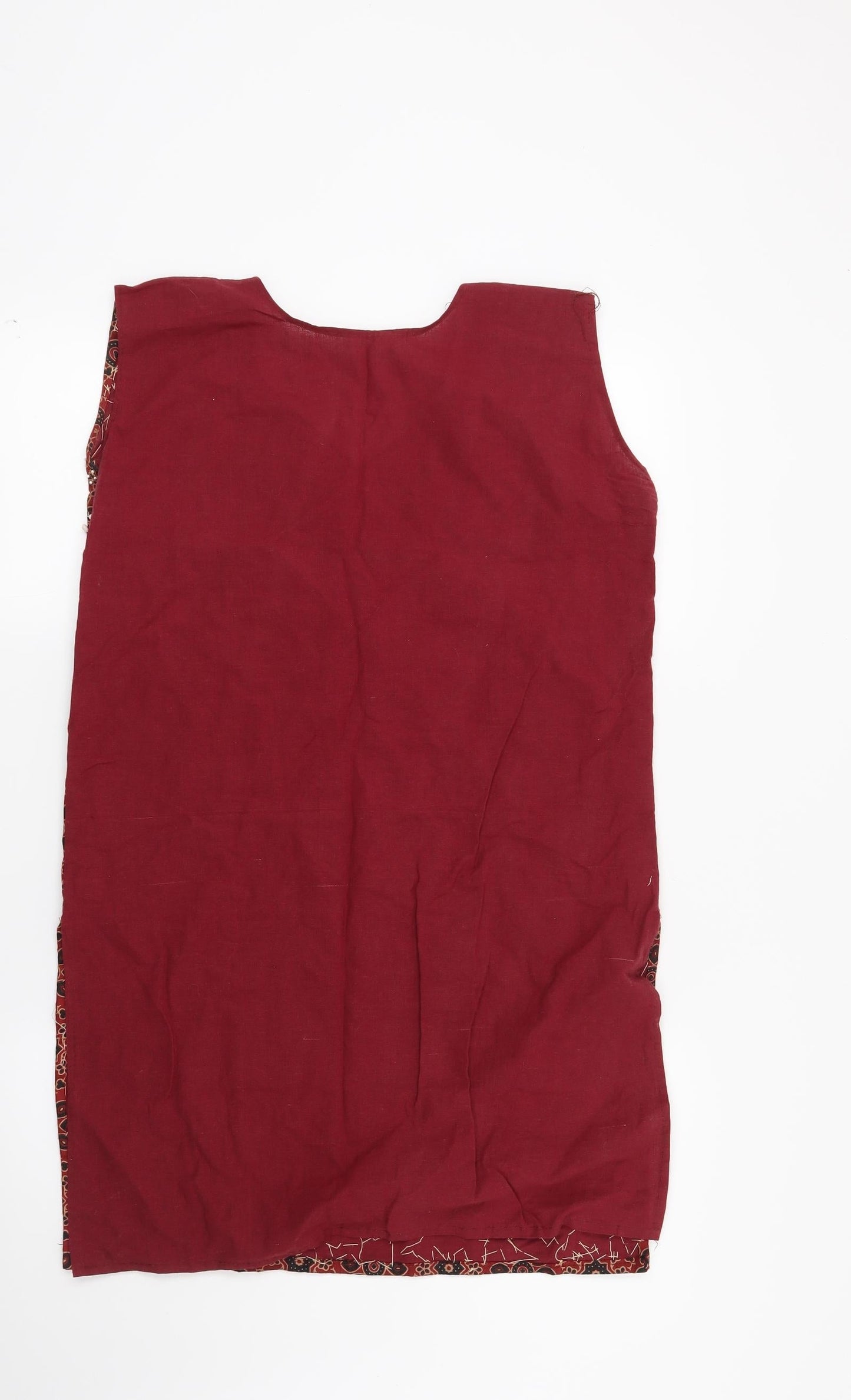 Preworn Womens Red Geometric  Tunic Blouse Size M