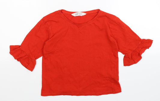 H&M Girls Orange   Basic T-Shirt Size 7-8 Years