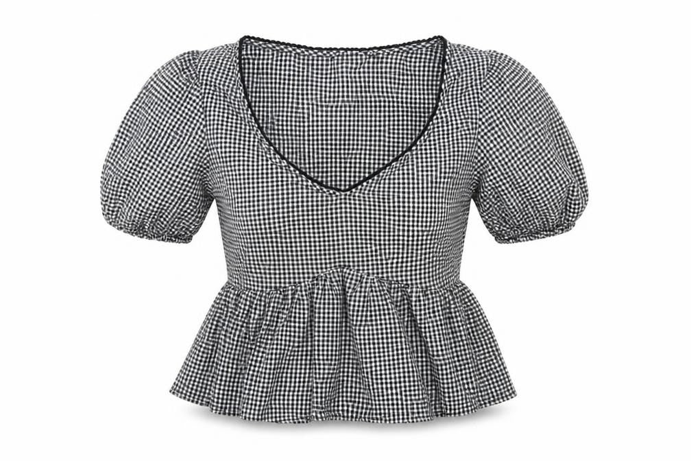 Miss Selfridge Womens Black Check  Basic T-Shirt Size 8