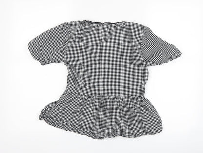 Miss Selfridge Womens Black Check  Basic T-Shirt Size 8