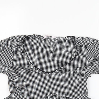 Miss Selfridge Womens Black Check  Basic T-Shirt Size 8