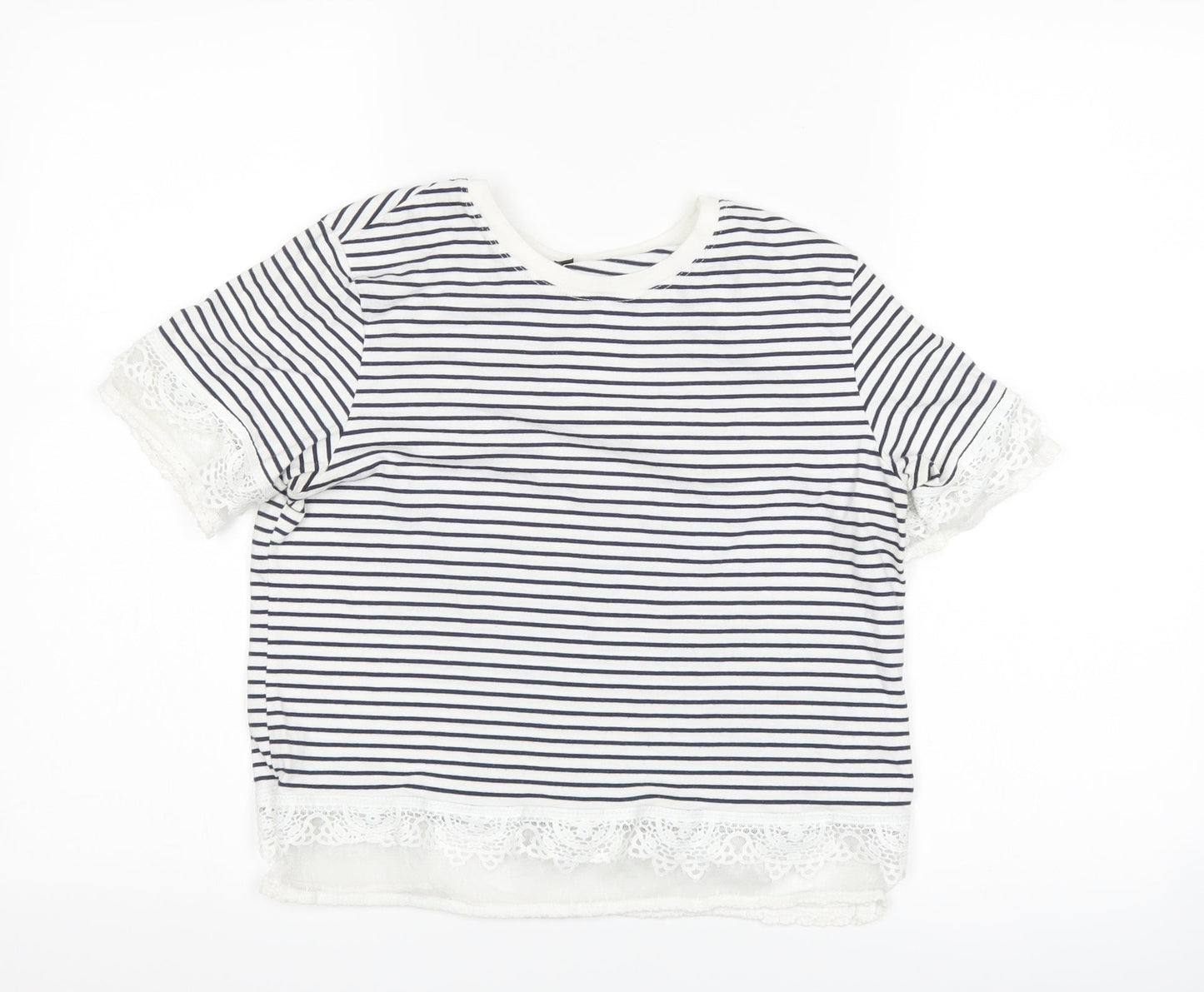 Topshop Womens Blue Striped  Basic T-Shirt Size 8