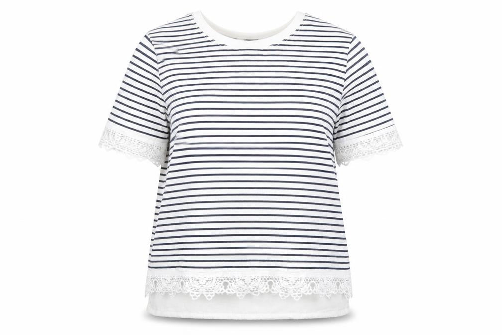 Topshop Womens Blue Striped  Basic T-Shirt Size 8