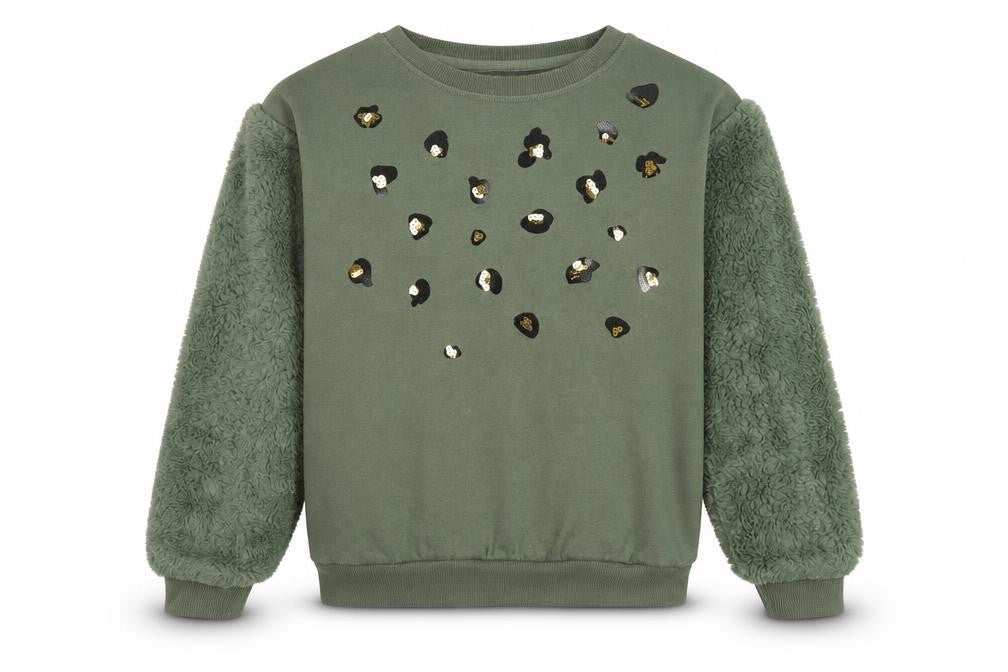 Girls Destination Girls Green Animal Print  Pullover Sweatshirt Size 11-12 Years