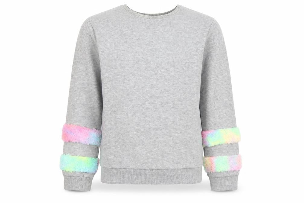 Matalan Girls Grey Striped  Pullover Sweatshirt Size 10 Years