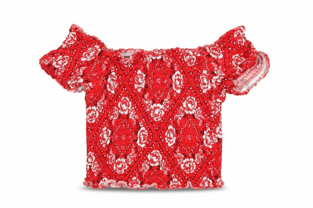 New Look Girls Red Geometric  Cropped T-Shirt Size 9 Years