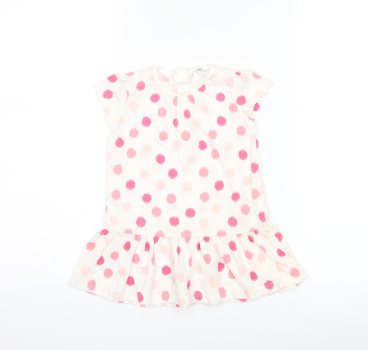 F&F Girls White Polka Dot  T-Shirt Dress  Size 12-18 Months