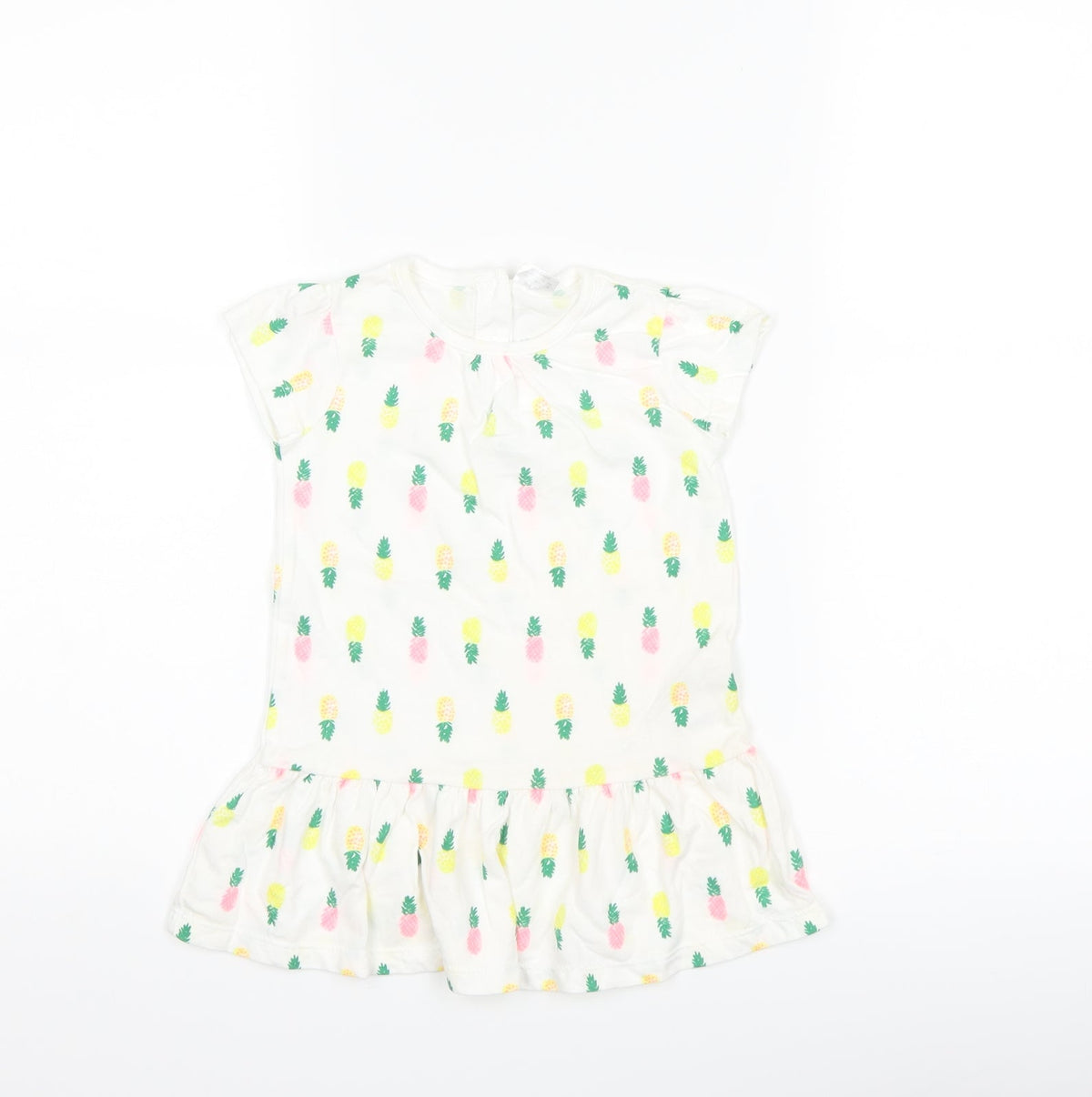 F&F Girls White   T-Shirt Dress  Size 12-18 Months  - Pineapple print