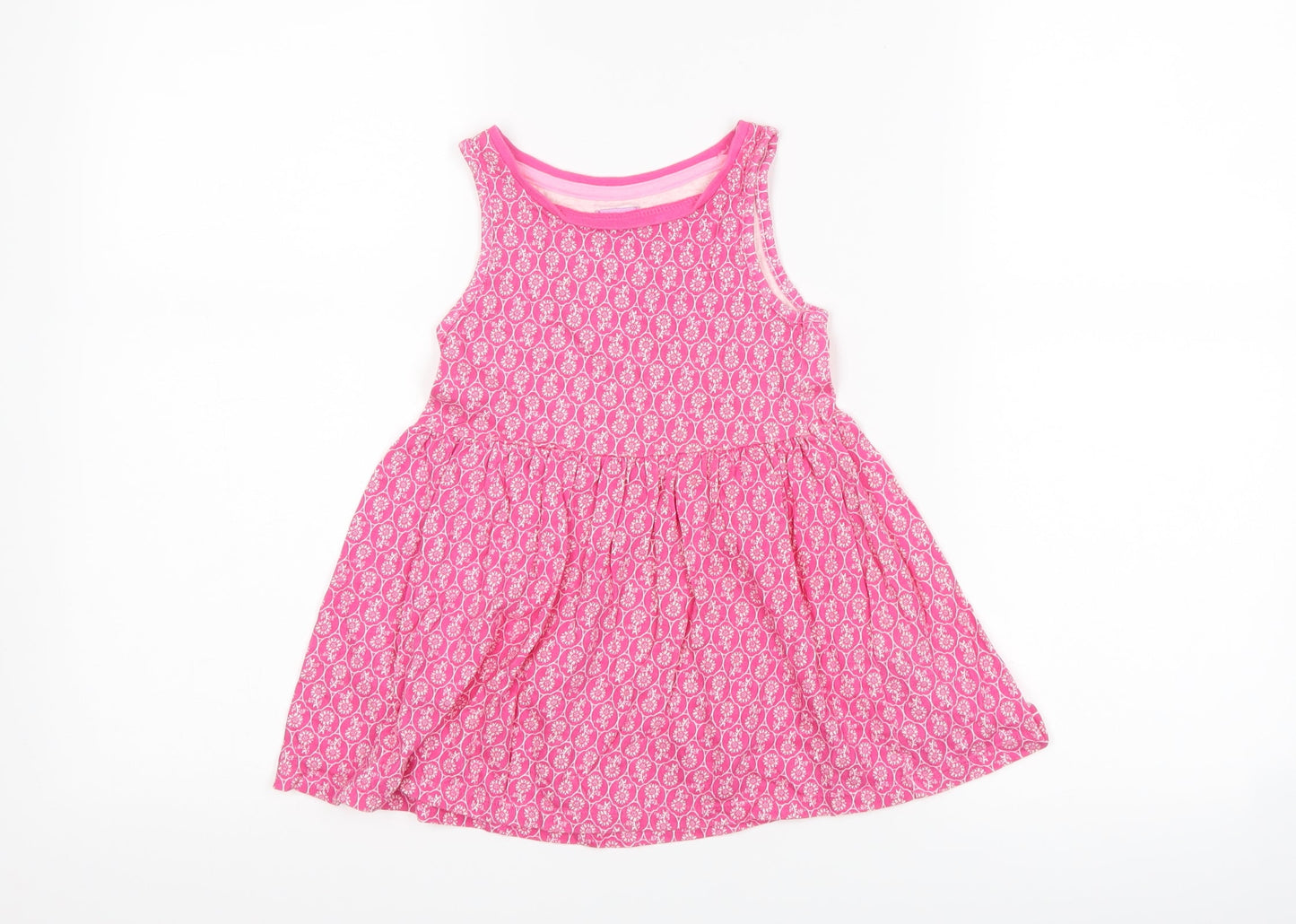 F&F Girls Pink Floral  Tank Dress  Size 18-24 Months
