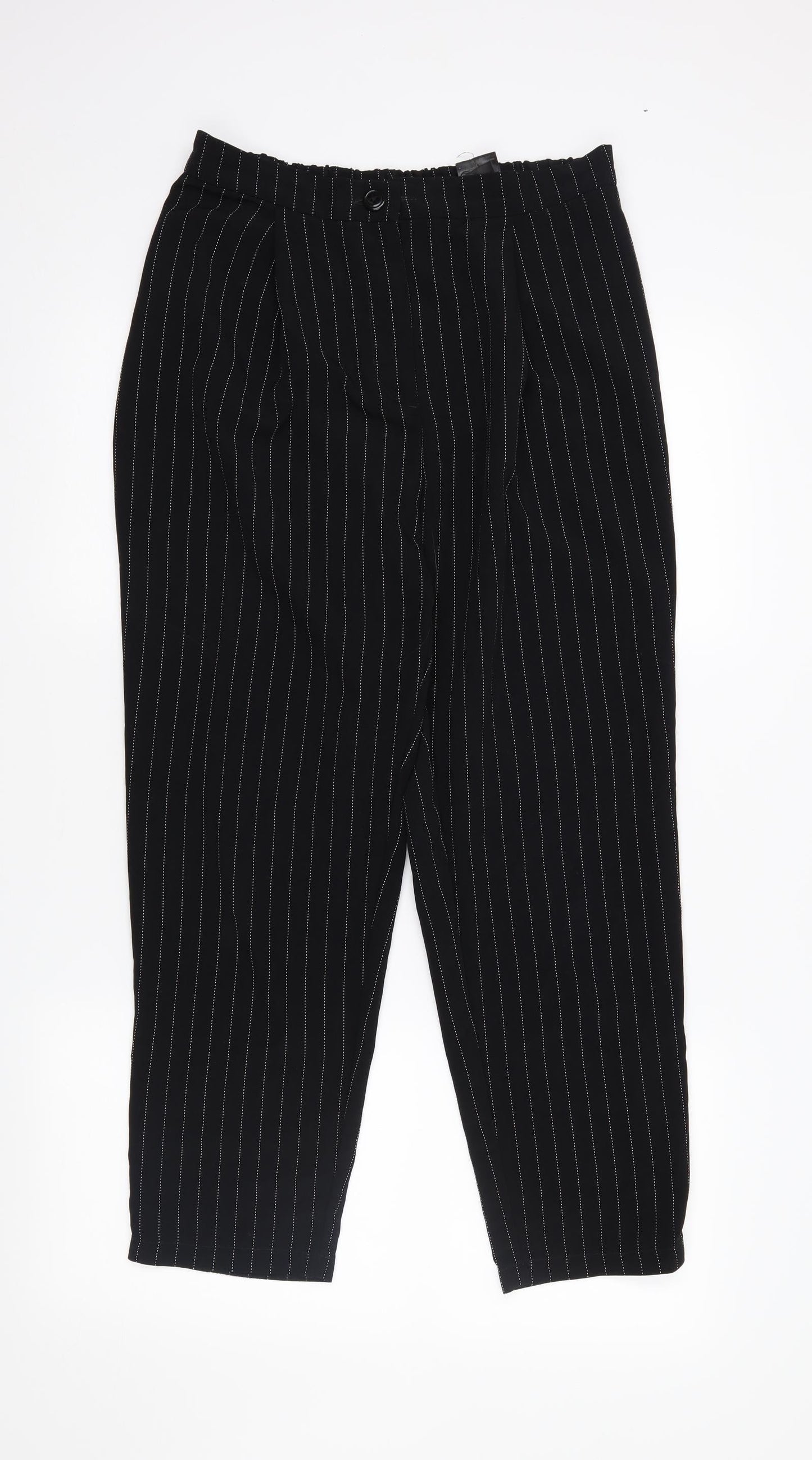 H&M Womens Black Striped  Trousers  Size 10 L25 in