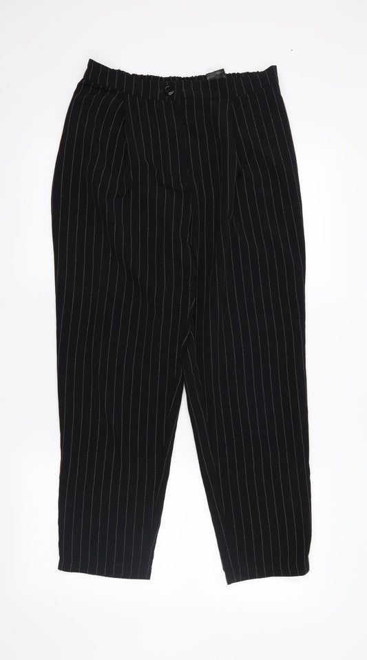 H&M Womens Black Striped  Trousers  Size 10 L25 in
