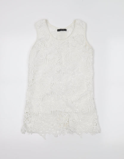Quiz Womens Ivory Floral  Basic Tank Size 8