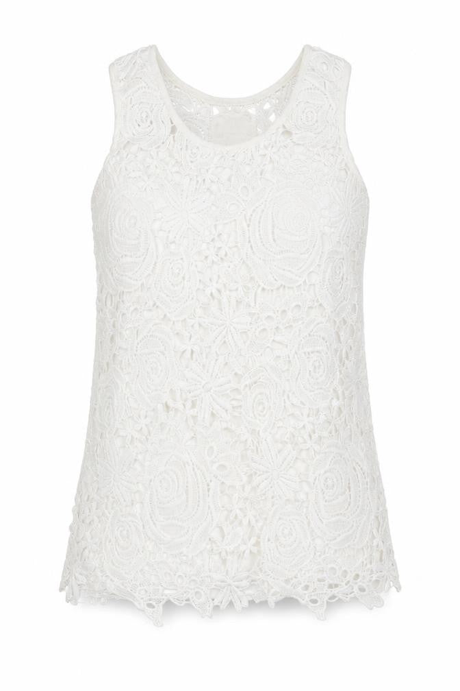 Quiz Womens Ivory Floral  Basic Tank Size 8