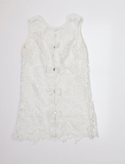 Quiz Womens Ivory Floral  Basic Tank Size 8