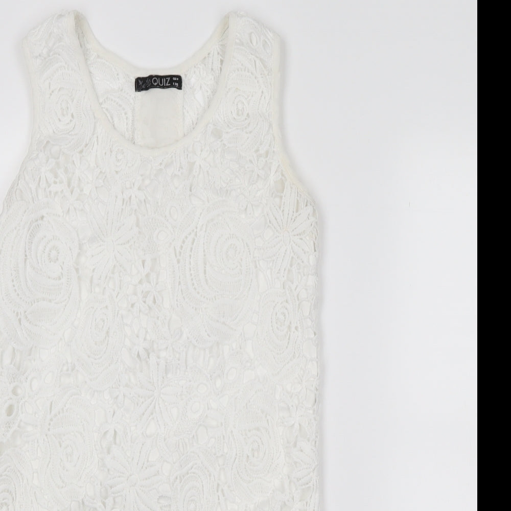 Quiz Womens Ivory Floral  Basic Tank Size 8