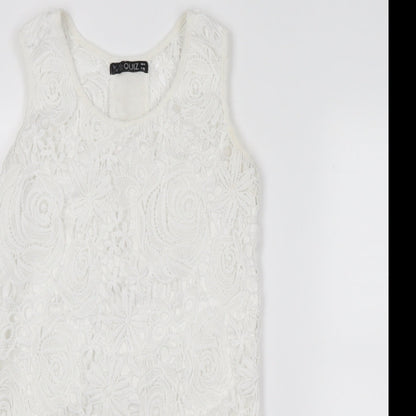 Quiz Womens Ivory Floral  Basic Tank Size 8