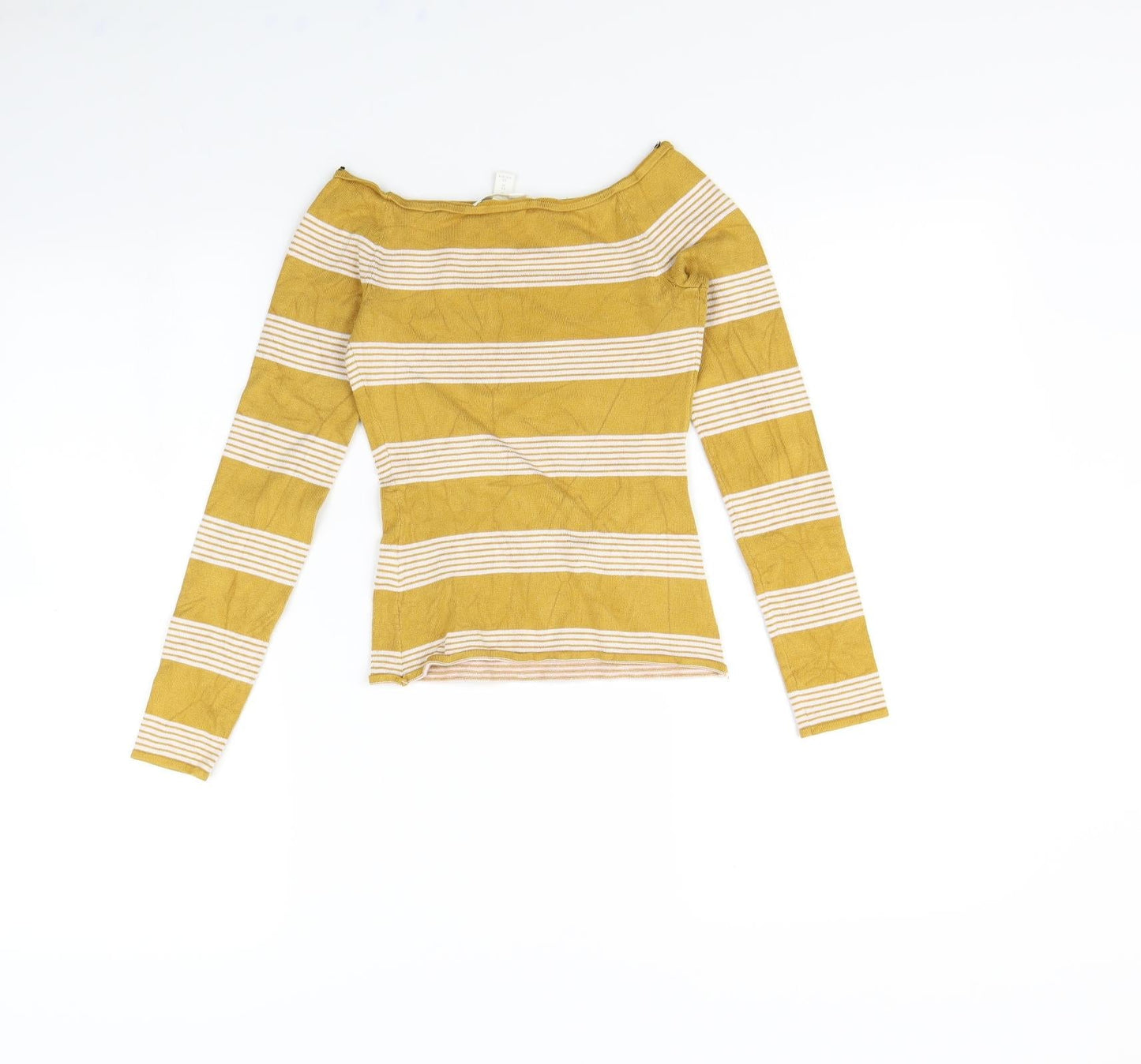 H&M Womens Yellow Striped  Pullover Sweatshirt Size XS