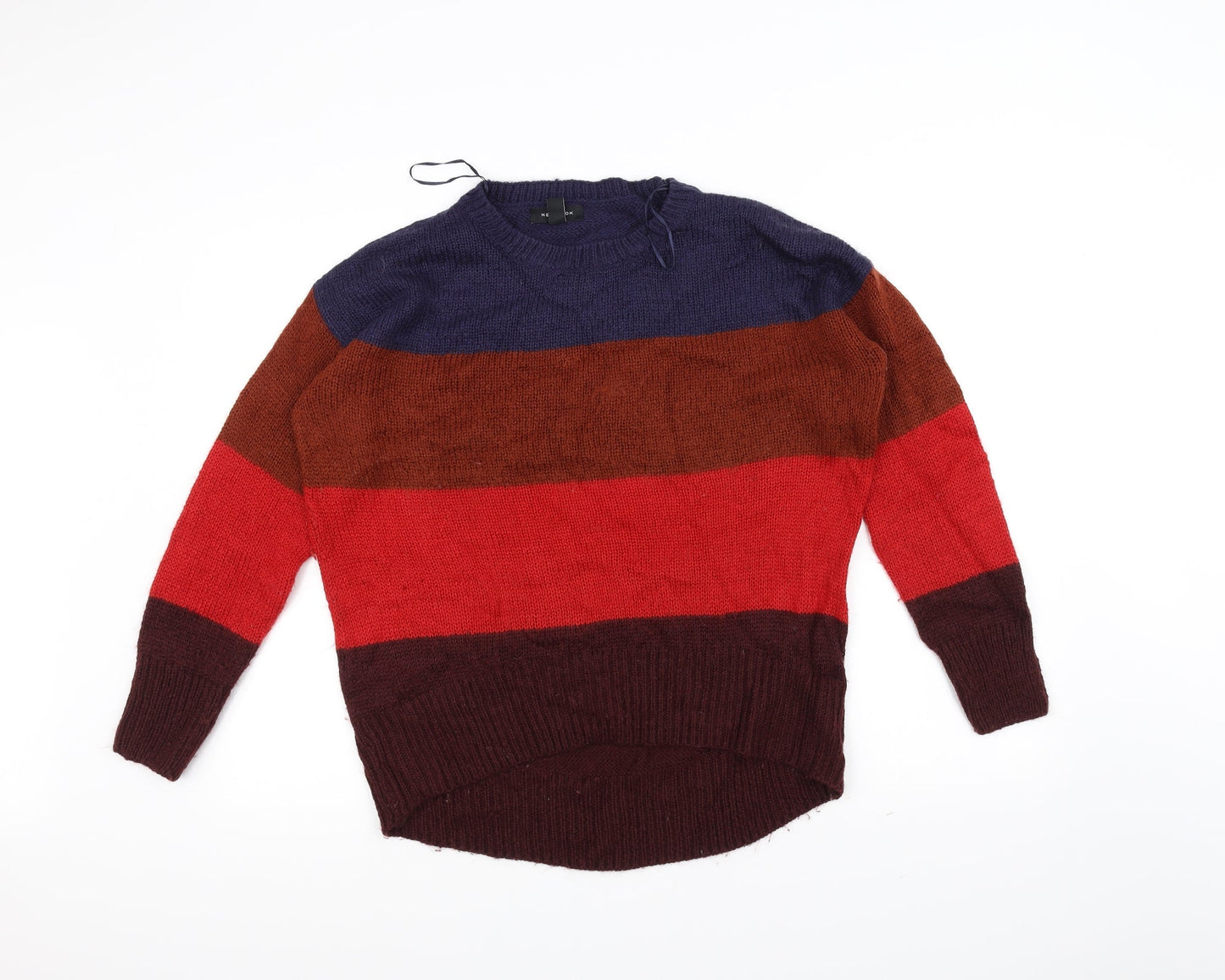 Blue Mens Silver Striped  Pullover Jumper Size M