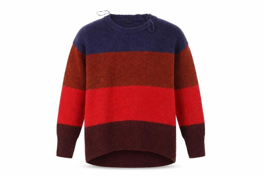 Blue Mens Silver Striped  Pullover Jumper Size M