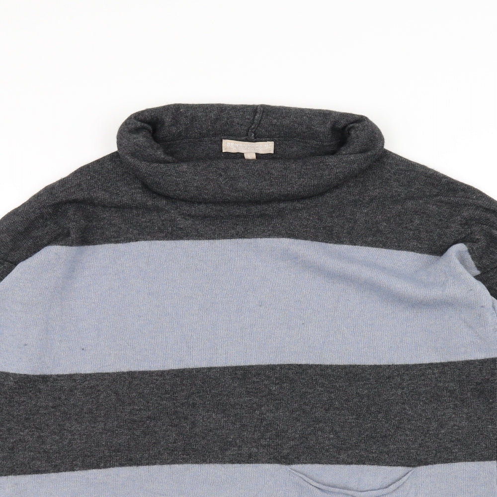 Bendetta Women's Grey Striped Cotton Pullover Jumper Size L