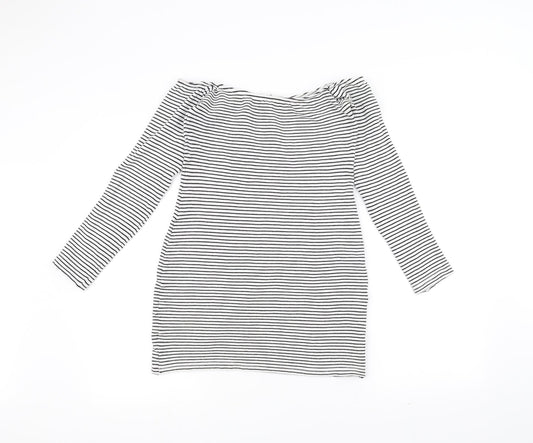 Missguided Womens White Striped  Pullover Jumper Size 10