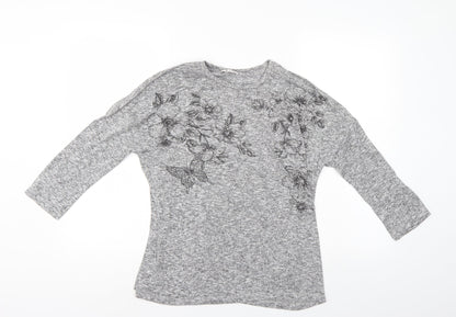 Preloved TU Womens Grey Floral  Pullover Jumper Size 12 - Front