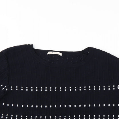 Preloved TU Womens Blue Polka Dot  Pullover Jumper Size 12 - Detail