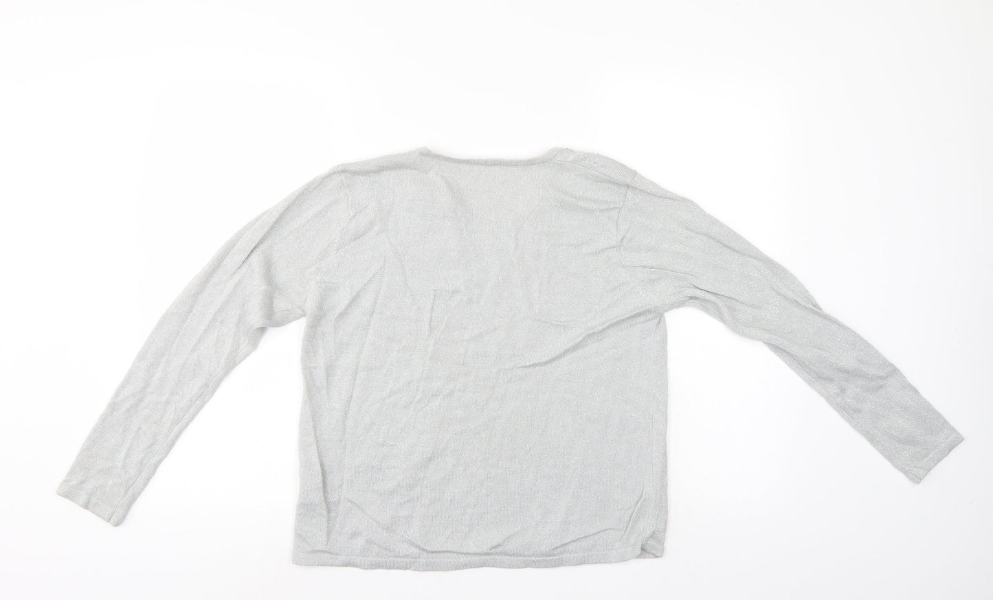 BM Womens Silver Floral  Pullover Jumper Size S